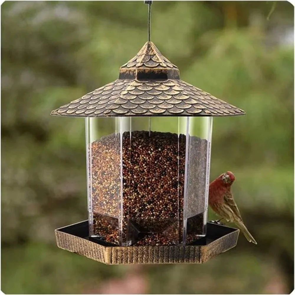 Twinkle Star Wild Bird Feeder Hanging for Garden Yard Outside Decoration,Hexagon